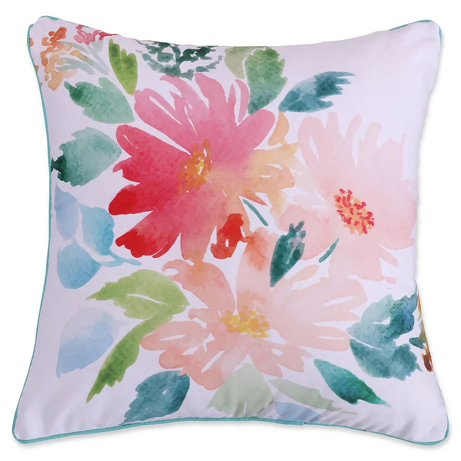 Levtex Home Nadya Floral Square Throw Pillow in PinkWhite