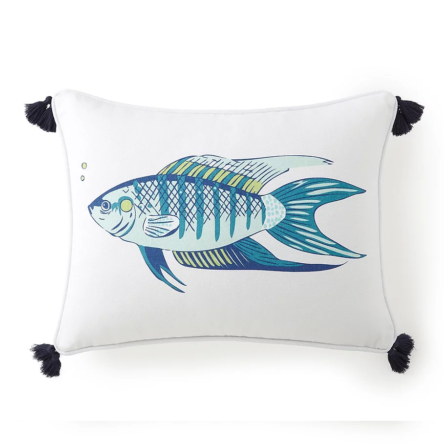 Levtex Home Breakwater Fish Oblong Throw Pillow in White
