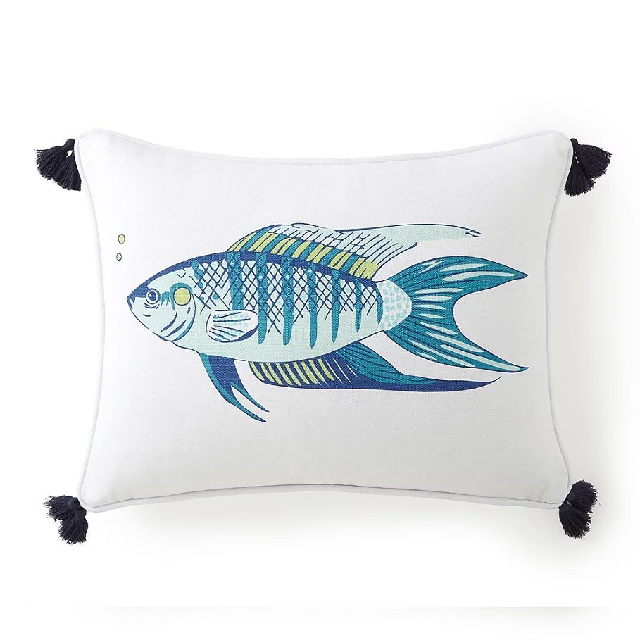  Levtex Home Breakwater Fish Oblong Throw Pillow in White