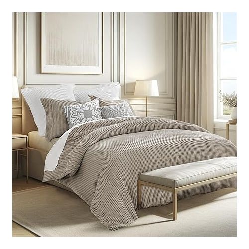  Levtex Home - Mills Waffle Beige Fawn Duvet Cover Set - Full/Queen Duvet Cover + Two Standard Pillow Cases - Beige Fawn Waffle Weave - Duvet Cover (90 x 94in.) and Pillow Case (26 x 20in.) - Cotton