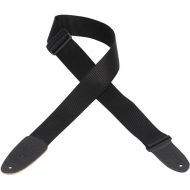 Levys M8-BLK 2 Soft-Poly Guitar/Bass Strap w/Leather Ends - Black