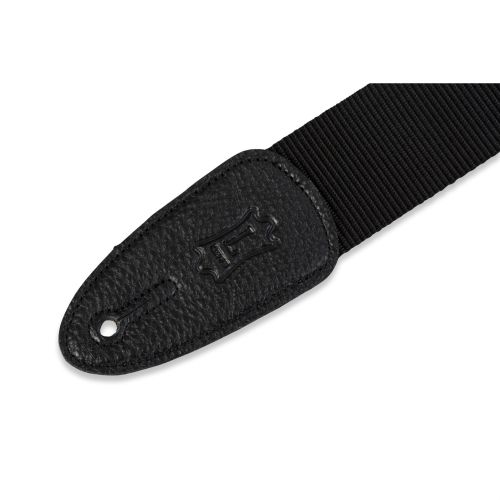  Levys M8-BLK 2 Soft-Poly Guitar/Bass Strap w/Leather Ends - Black