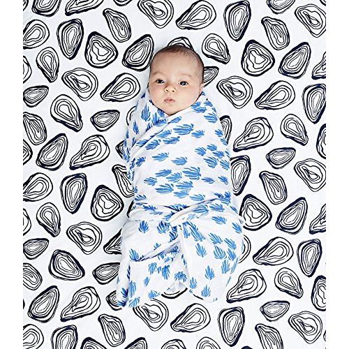  Lewis LLC Lewis 2-Piece Organic Cotton Muslin Swaddles Seaweed and Stingray Prints 100% GOTS Certified Organic...