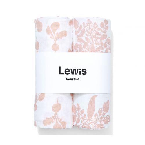  Lewis LLC Lewis 2-Piece Organic Cotton Muslin Swaddles Radish and Parsnip Prints 100% GOTS Certified Organic...