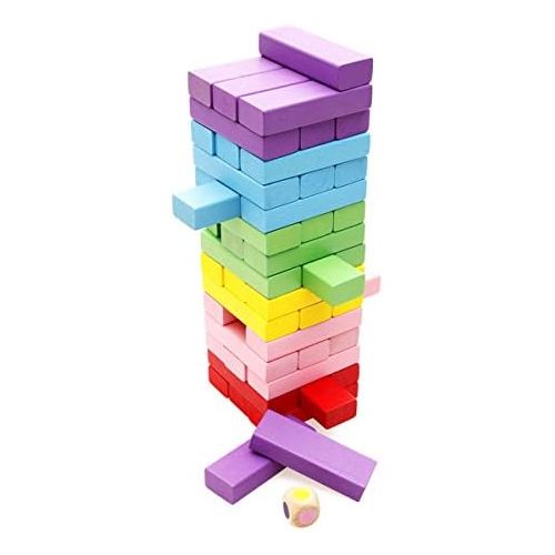  [아마존베스트]Lewo Wooden Stacking Board Games Building Blocks for Kids - 48 Pieces