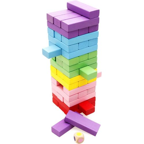  [아마존베스트]Lewo Wooden Stacking Board Games Building Blocks for Kids - 48 Pieces