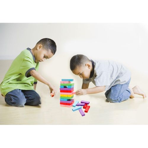  [아마존베스트]Lewo Wooden Stacking Board Games Building Blocks for Kids - 48 Pieces