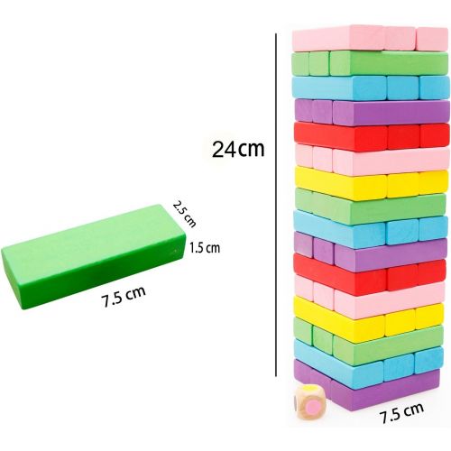  [아마존베스트]Lewo Wooden Stacking Board Games Building Blocks for Kids - 48 Pieces