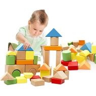 [아마존베스트]Lewo Large Wooden Blocks Construction Building Toys Set Stacking Bricks Board Games 32 Pieces