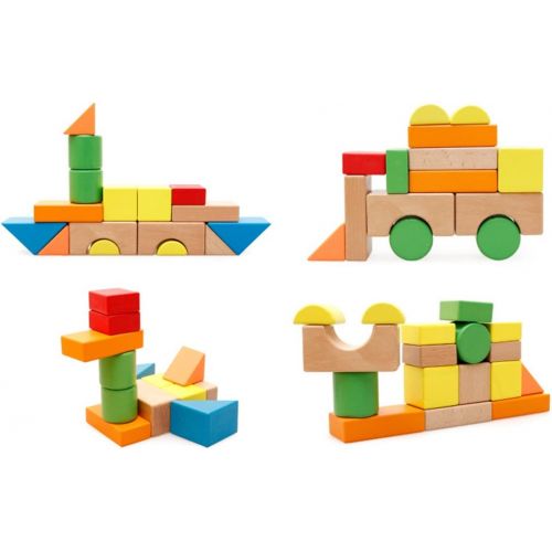  [아마존베스트]Lewo Large Wooden Blocks Construction Building Toys Set Stacking Bricks Board Games 32 Pieces