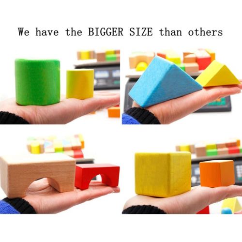  [아마존베스트]Lewo Large Wooden Blocks Construction Building Toys Set Stacking Bricks Board Games 32 Pieces