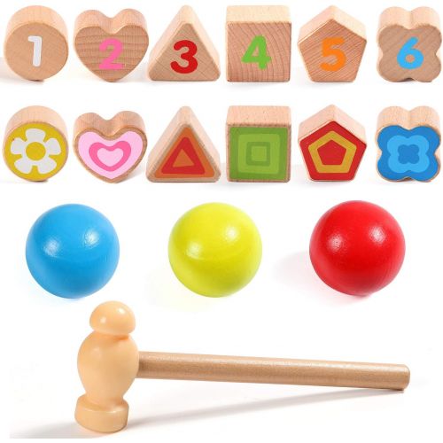  [아마존베스트]Lewo Pounding Bench with Slide Out Xylophone Wooden Pounding Toy Early Educational Toys for Kids Toddlers