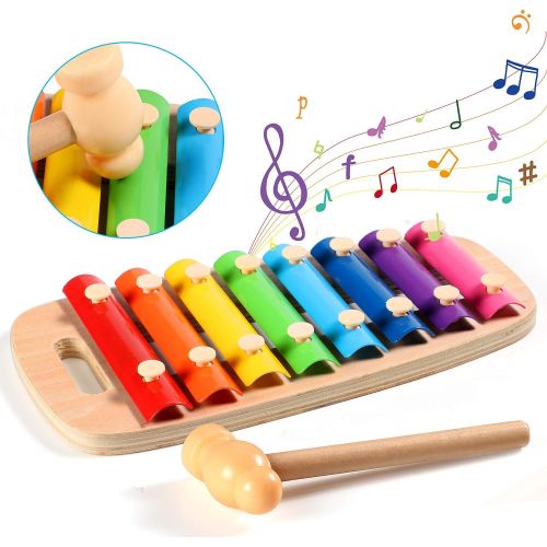  [아마존베스트]Lewo Pounding Bench with Slide Out Xylophone Wooden Pounding Toy Early Educational Toys for Kids Toddlers