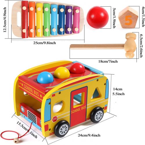  [아마존베스트]Lewo Pounding Bench with Slide Out Xylophone Wooden Pounding Toy Early Educational Toys for Kids Toddlers