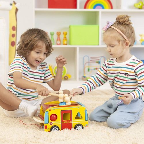  [아마존베스트]Lewo Pounding Bench with Slide Out Xylophone Wooden Pounding Toy Early Educational Toys for Kids Toddlers