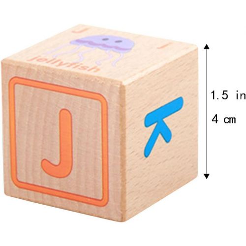  Lewo Wooden ABC Blocks Building Games Extra-Large 26 PCS Alphabet Letters Block Set Montessori Educational Toys for Kids Toddlers