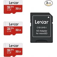 Lexar 32GB Micro SD Card 3 Pack, microSDHC UHS-I Flash Memory Card with Adapter - Up to 100MB/s, U1, Class10, V10, A1, High Speed TF Card (3 microSD Cards + 1 Adapter)