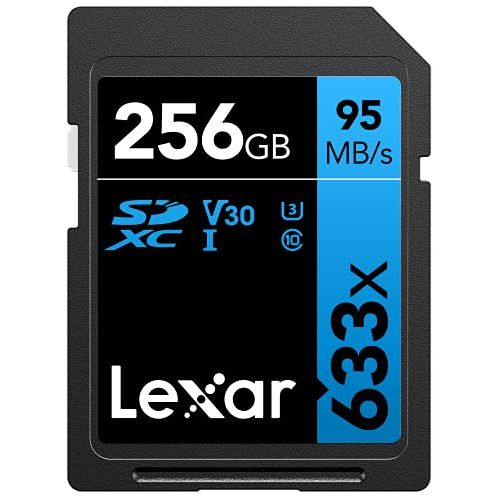  Lexar Professional 633x 256GB SDXC UHS-I Card, Up To 95MB/s Read, for Mid-Range DSLR, HD Camcorder, 3D Cameras, LSD256CBNL633 (Product Label May Vary)