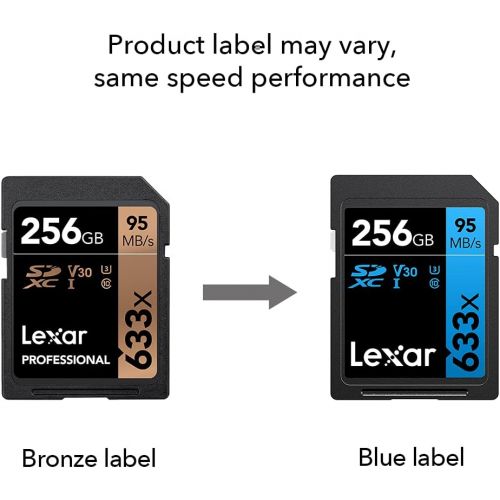  Lexar Professional 633x 256GB SDXC UHS-I Card, Up To 95MB/s Read, for Mid-Range DSLR, HD Camcorder, 3D Cameras, LSD256CBNL633 (Product Label May Vary)
