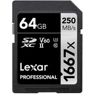 Lexar Professional 1667x 64GB SDXC UHS-II Card, Up To 250MB/s Read, for Professional Photographer, Videographer, Enthusiast (LSD64GCBNA1667)