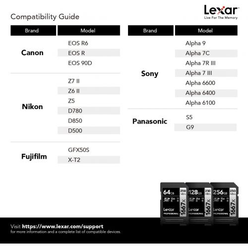  Lexar Professional 1667x 128GB SDXC UHS-II Card, Up To 250MB/s Read, for Professional Photographer, Videographer, Enthusiast (LSD128CBNA1667)