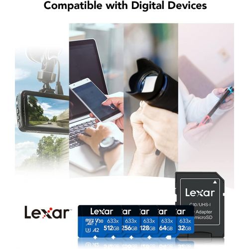  Lexar High-Performance 633x 32GB microSDHC UHS-I Card w/ SD Adapter, Up To 100MB/s Read, for Smartphones, Tablets, and Action Cameras (LSDMI32GBBNL633A)