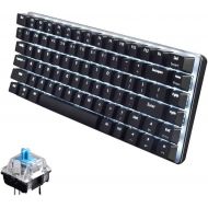 LexonElec Wired Mechanical Gaming Keyboard USB Metal Blue Switch PC Gaming Keyboard with White LED Backlit for Computer Gamers (Blue Switch, Black)