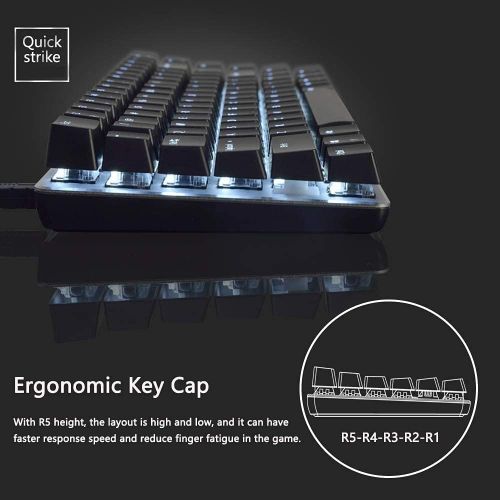  LexonElec Wired Mechanical Gaming Keyboard USB Metal Blue Switch PC Gaming Keyboard with White LED Backlit for Computer Gamers (Blue Switch, Black)