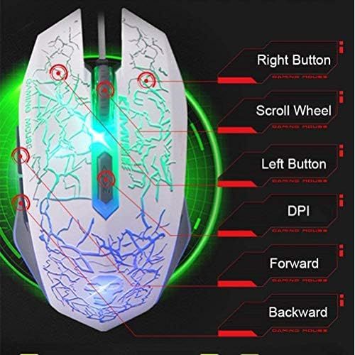  LexonElec Wired Gaming Keyboard and Mouse,4 in 1 Gaming Combo,Rainbow LED Backlit Keyboard,2400DPI 6 Button Optical Gaming Mouse,PC Gaming Headset,Gaming Mouse Pad for PC Gaming(White)