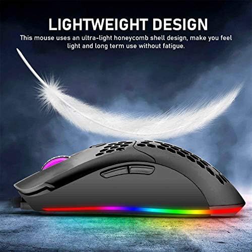  LexonElec 60% Mechanical Gaming Keyboard Blue Switch Mini 68 Keys Wired Type C 18 Backlit Effects,Lightweight RGB 6400DPI Honeycomb Optical Mouse,Gaming Mouse pad for Gamers and Typists (Bla