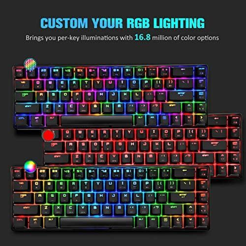  LexonElec 60% Mechanical Gaming Keyboard Blue Switch Mini 68 Keys Wired Type C 18 Backlit Effects,Lightweight RGB 6400DPI Honeycomb Optical Mouse,Gaming Mouse pad for Gamers and Typists (Bla