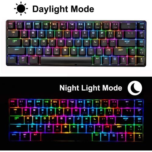  LexonElec 60% Mechanical Gaming Keyboard Blue Switch Mini 68 Keys Wired Type C 18 Backlit Effects,Lightweight RGB 6400DPI Honeycomb Optical Mouse,Gaming Mouse pad for Gamers and Typists (Bla