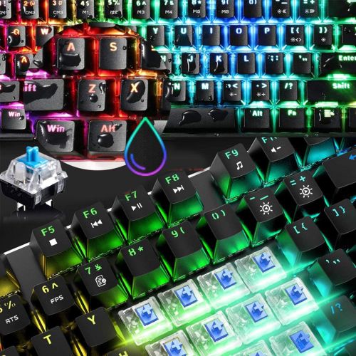  LexonElec 60% Mechanical Gaming Keyboard Blue Switch Mini 68 Keys Wired Type C 18 Backlit Effects,Lightweight RGB 6400DPI Honeycomb Optical Mouse,Gaming Mouse pad for Gamers and Typists (Bla