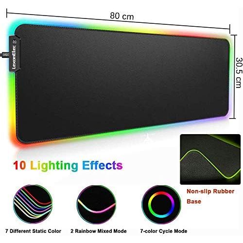  [아마존베스트]LexonElec Wireless Gaming Keyboard and Mouse Combo,3 in 1 Rainbow LED Rechargeable Keyboard Mouse with 3800mAh Battery Metal Panel,10 Colors RGB Gaming Mouse Pad (32.5x12x0.15 inch),7 Colors