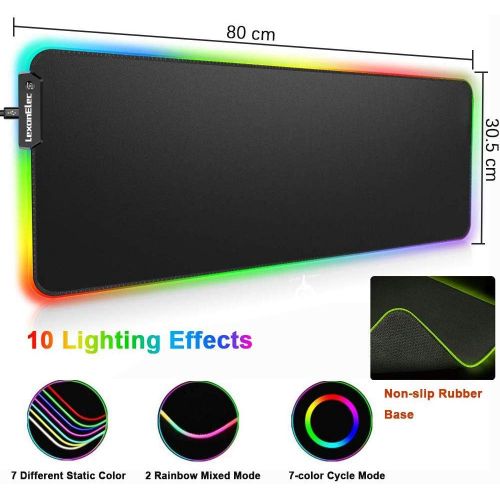  [아마존베스트]LexonElec Wireless Gaming Keyboard and Mouse Combo,3 in 1 Rainbow LED Rechargeable Keyboard Mouse with 3800mAh Battery Metal Panel,10 Colors RGB Gaming Mouse Pad (32.5x12x0.15 inch),7 Colors