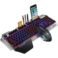 [아마존베스트]Lexon tech 2.4G Mechanical Feel Rechargeable Wireless Keyboard and Mouse Set, 3000mAh Capacity, LED Illuminated Waterproof Gaming Keyboard Anti-Ghosting + 2400DPI Gaming Mouse with 6 Keys