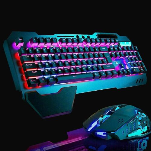  [아마존베스트]Lexon tech 2.4G Mechanical Feel Rechargeable Wireless Keyboard and Mouse Set, 3000mAh Capacity, LED Illuminated Waterproof Gaming Keyboard Anti-Ghosting + 2400DPI Gaming Mouse with 6 Keys