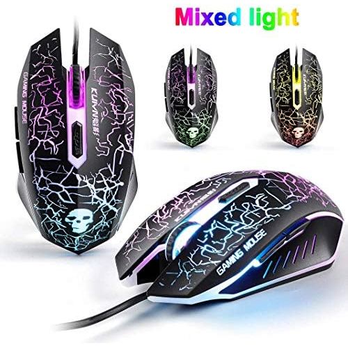  [아마존베스트]Lexon tech Wired Gaming Keyboard with Rainbow Backlight, USB Keyboard, 2400 DPI Rainbow Optical LED Gaming Mouse+Gaming Headset+RGB Speaker+Mouse Pads for Computer/PC (Black)