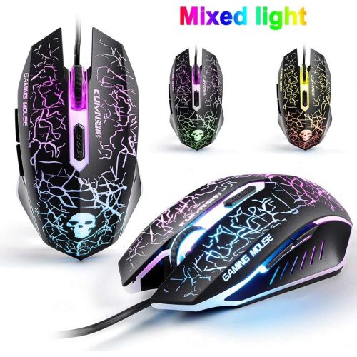  [아마존베스트]Lexon tech Wired Gaming Keyboard with Rainbow Backlight, USB Keyboard, 2400 DPI Rainbow Optical LED Gaming Mouse+Gaming Headset+RGB Speaker+Mouse Pads for Computer/PC (Black)