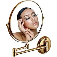Leyden TM Gold Finish 8-inch Round Wall Mounted 3X Magnifying Make up Mirror Bathroom Vanity Mirrors