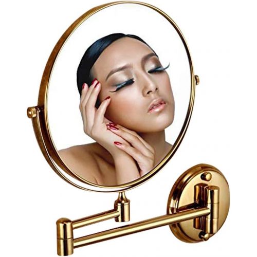  Leyden TM Gold Finish 8-inch Round Wall Mounted 3X Magnifying Make up Mirror Bathroom Vanity Mirrors