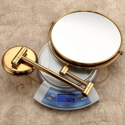  Leyden TM Gold Finish 8-inch Round Wall Mounted 3X Magnifying Make up Mirror Bathroom Vanity Mirrors