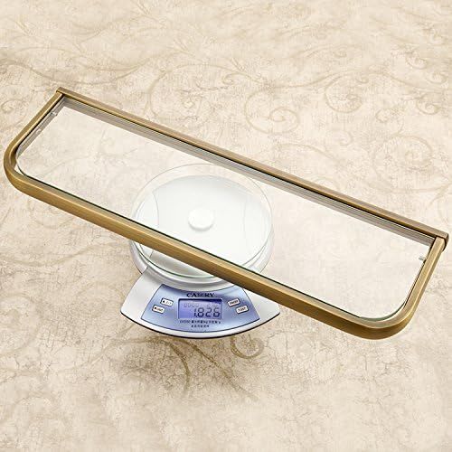  Leyden Leyde Solid Brass Bathroom Wall Mount Single Layer Rectangle Glass Shelf Black Gold Finish Bathroom Storage Bathroom Accessories Holder