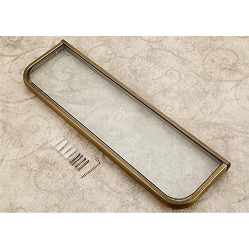  Leyden Leyde Solid Brass Bathroom Wall Mount Single Layer Rectangle Glass Shelf Black Gold Finish Bathroom Storage Bathroom Accessories Holder