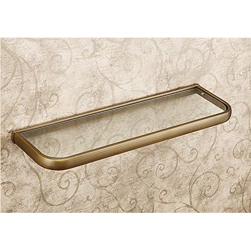  Leyden Leyde Solid Brass Bathroom Wall Mount Single Layer Rectangle Glass Shelf Black Gold Finish Bathroom Storage Bathroom Accessories Holder