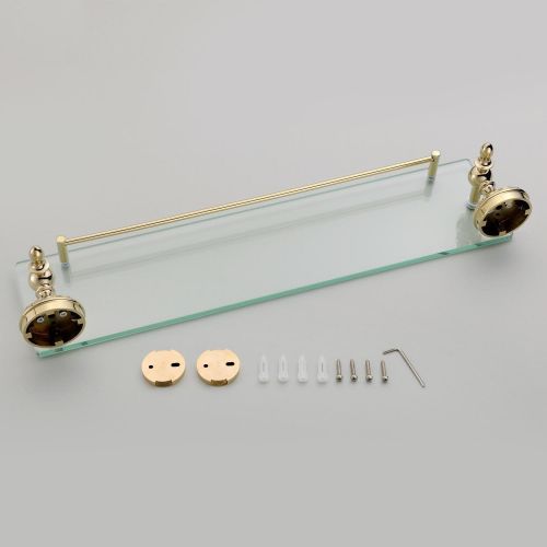  Leyden Bathroom Bath Shower Ti-pvd Finish Solid Brass Material Glass Shelf Lavatory Accessories