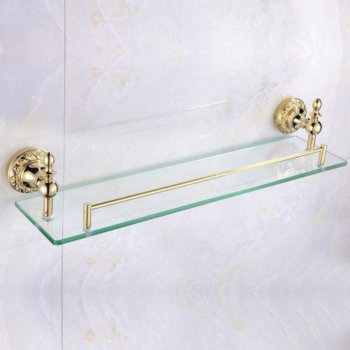  Leyden Bathroom Bath Shower Ti-pvd Finish Solid Brass Material Glass Shelf Lavatory Accessories