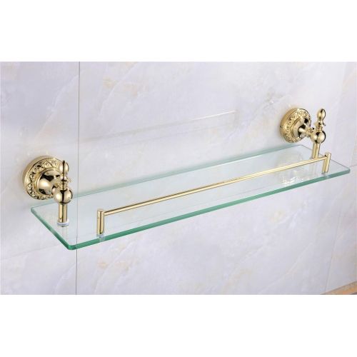  Leyden Bathroom Bath Shower Ti-pvd Finish Solid Brass Material Glass Shelf Lavatory Accessories