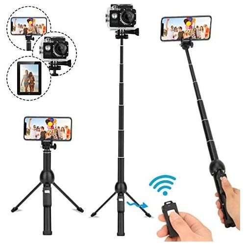  [아마존베스트]YunTeng Selfie Stick Tripod,45 Inch Extendable Selfie Stick Tripod with Wireless Remote Control，Compatible with iPhone 6 7 8 X Plus,Samsung Galaxy S9 Note8, Gopro