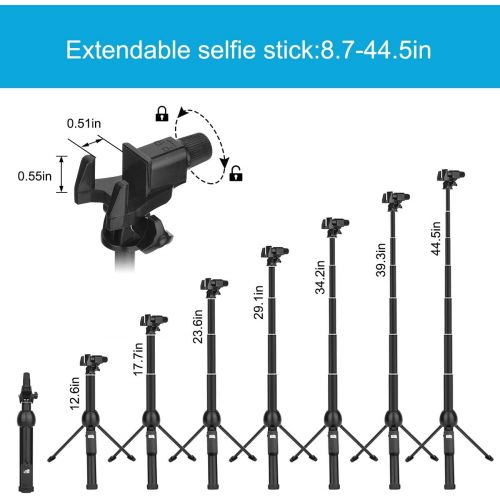  [아마존베스트]YunTeng Selfie Stick Tripod,45 Inch Extendable Selfie Stick Tripod with Wireless Remote Control，Compatible with iPhone 6 7 8 X Plus,Samsung Galaxy S9 Note8, Gopro